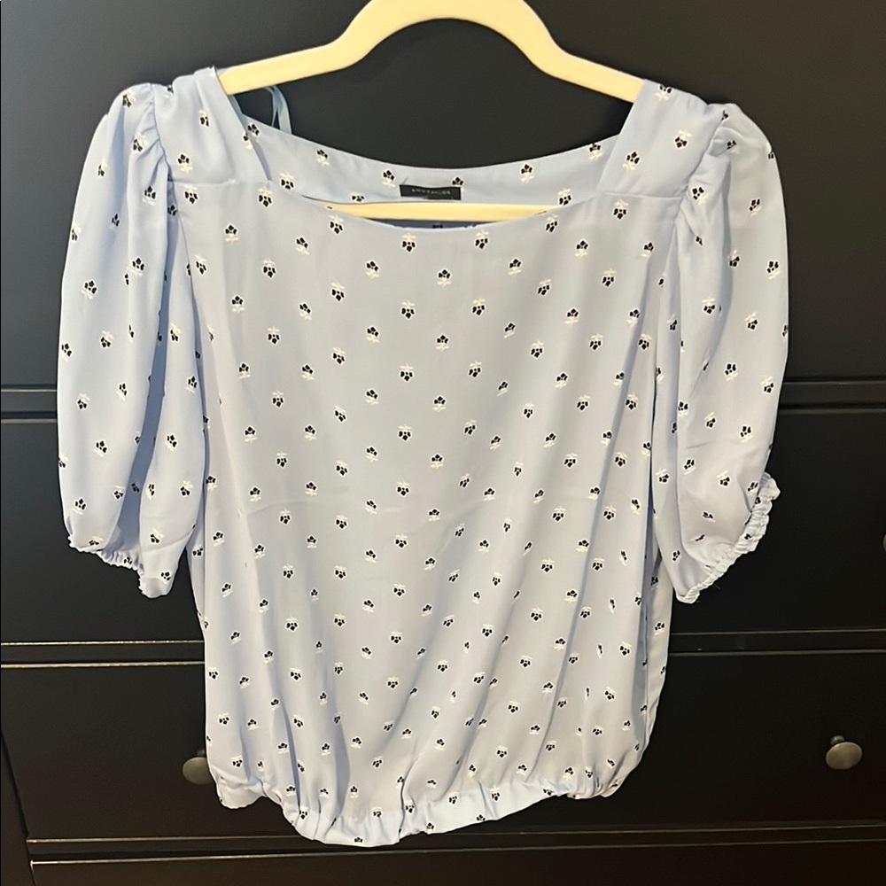 Women's Light Blue Puff Sleeve Top